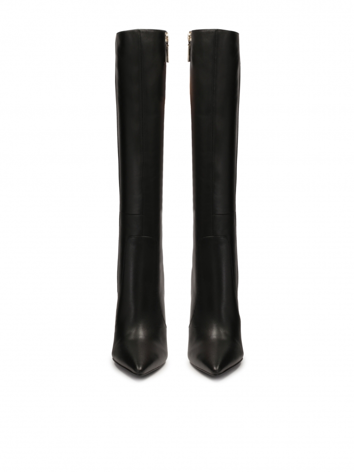 Botas de tacón de cuero negro FLORIEN