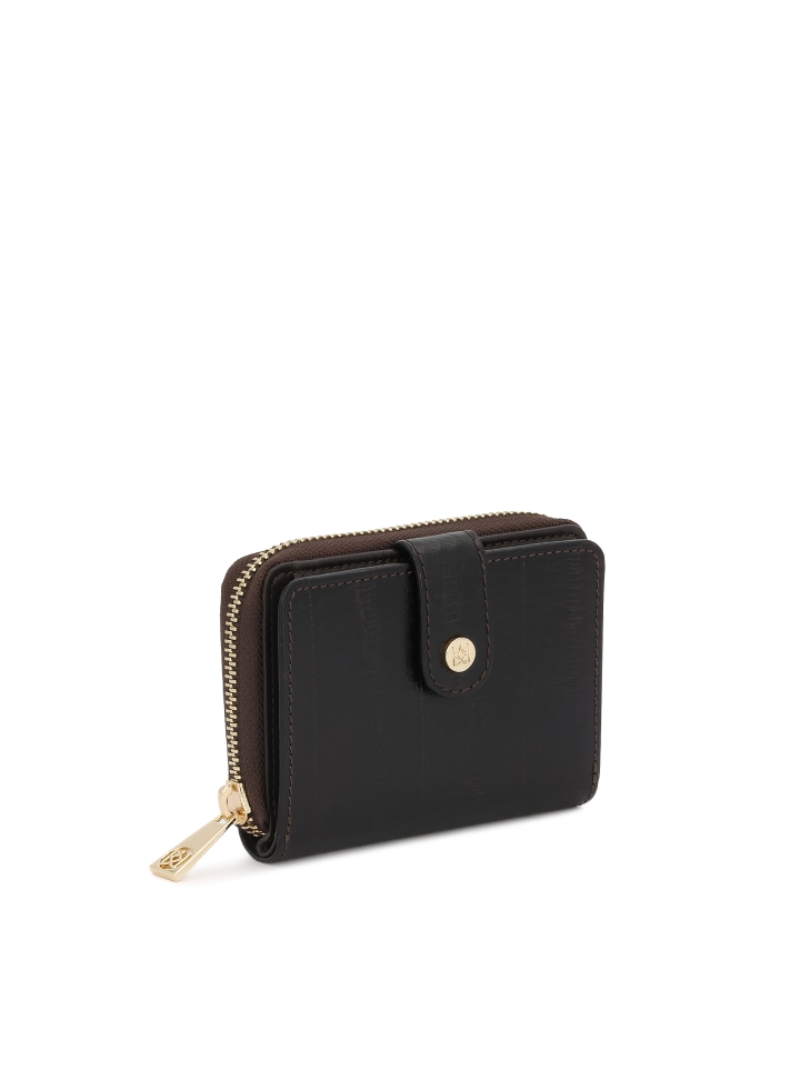 Cartera marrón de piel repujada estilo anguila ARIYAH