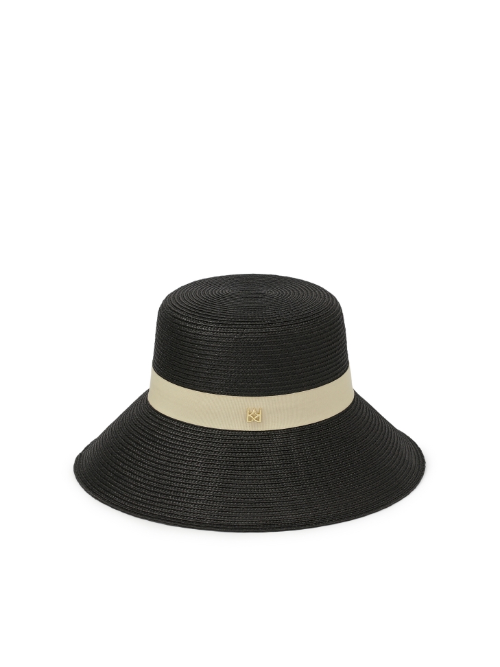 Sombrero negro con ala beige MAKANA