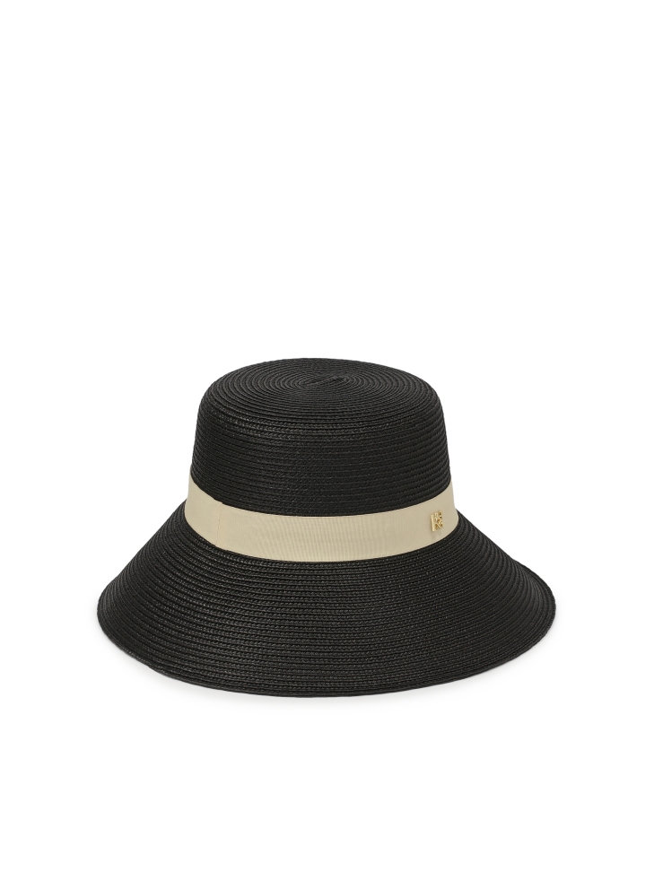 Sombrero negro con ala beige MAKANA