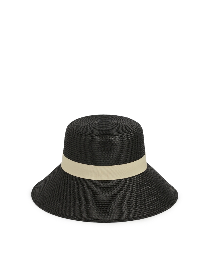 Sombrero negro con ala beige MAKANA