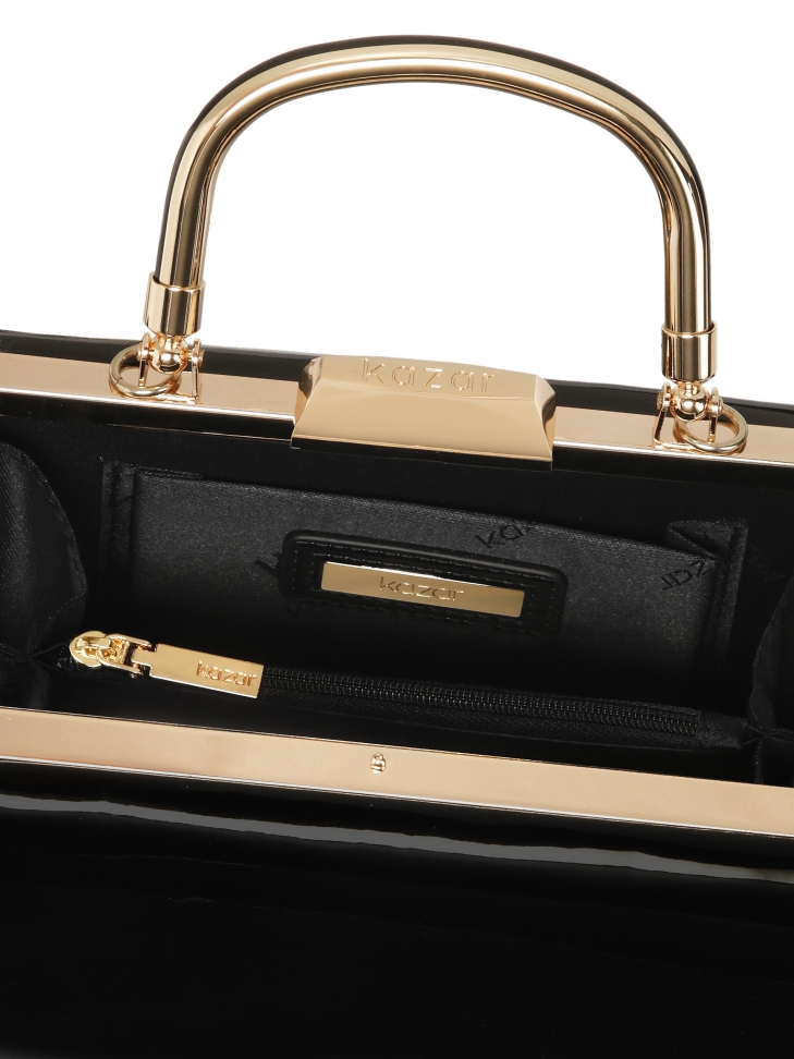 Bolso de noche de charol en color negro TORIA