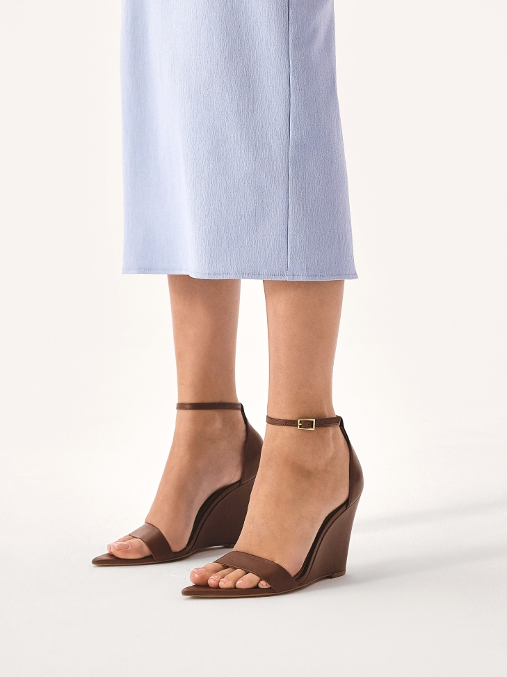 Sandalias de piel marrón con tacón de plataforma IRINA