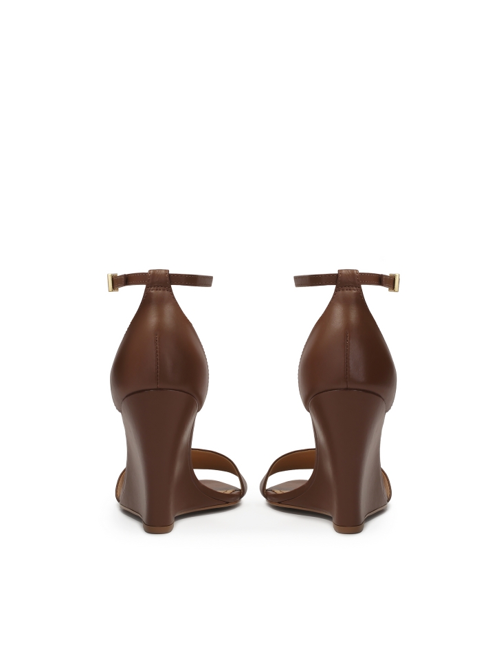 Sandalias de piel marrón con tacón de plataforma IRINA