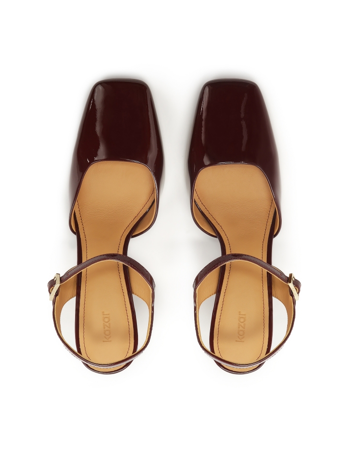 Zapatos de salón con puntera semiabierta en charol granate DARYA