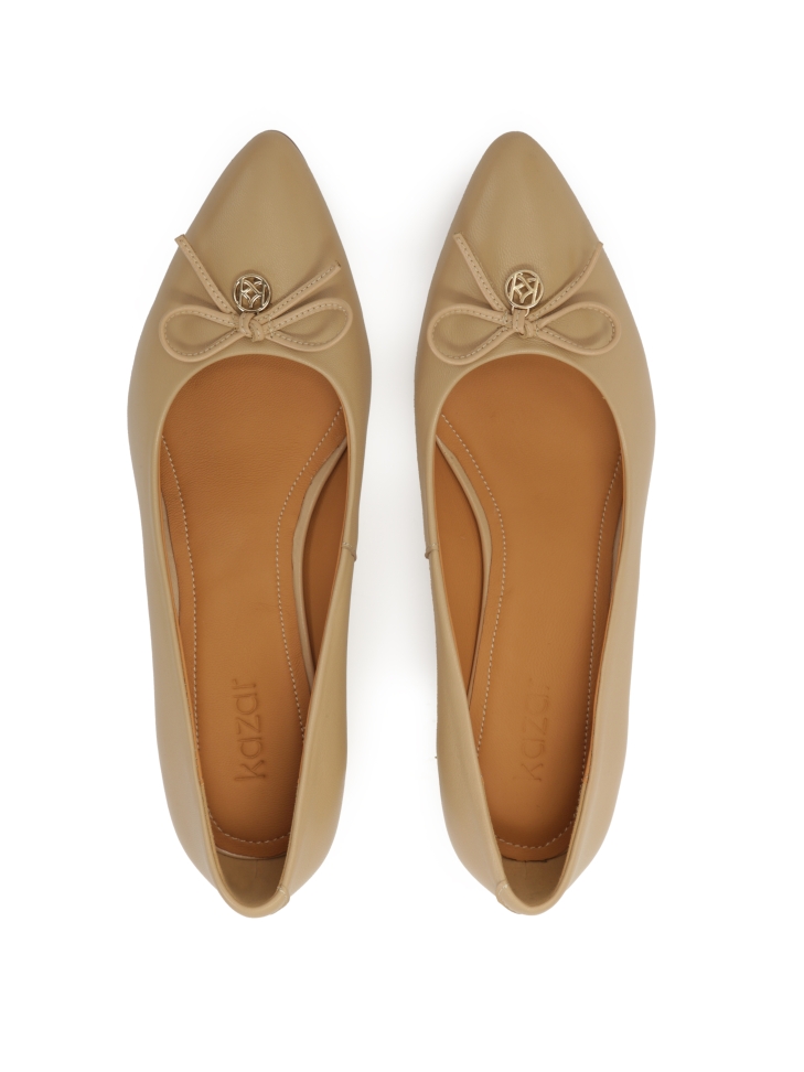 Zapatos de tacón de piel beige URSULE