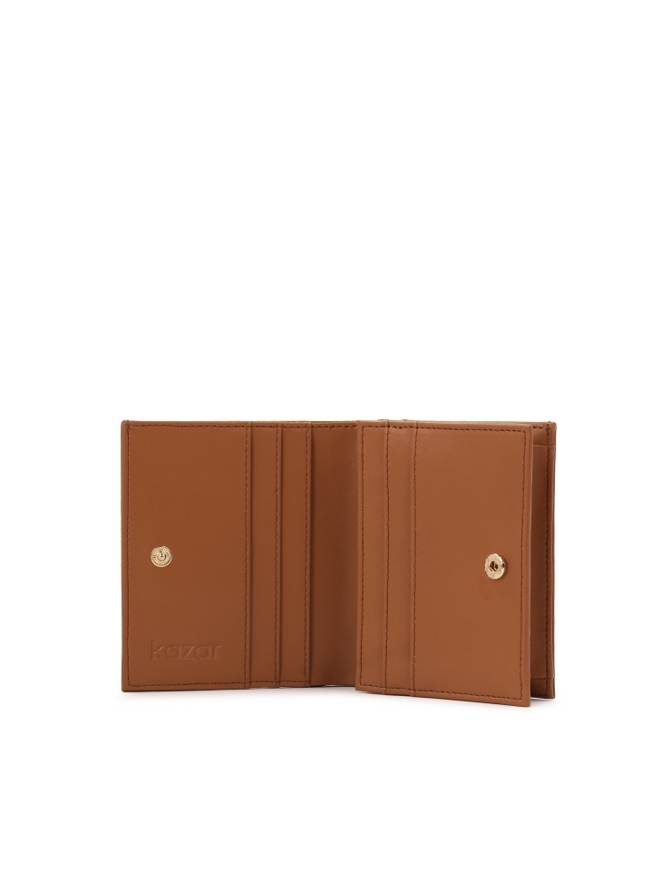 Cartera pequeña de piel marrón claro VISTA