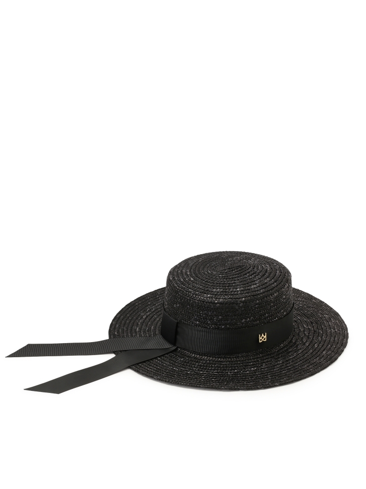 Sombrero de paja negro con cinta NANI