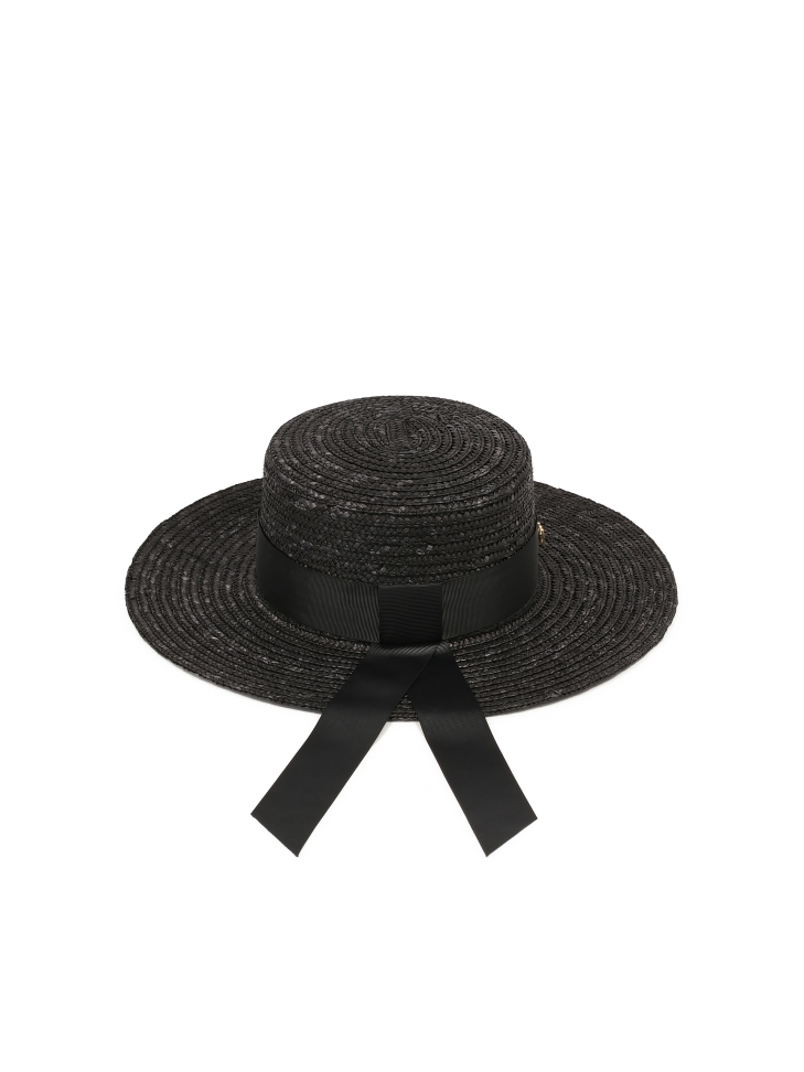 Sombrero de paja negro con cinta NANI