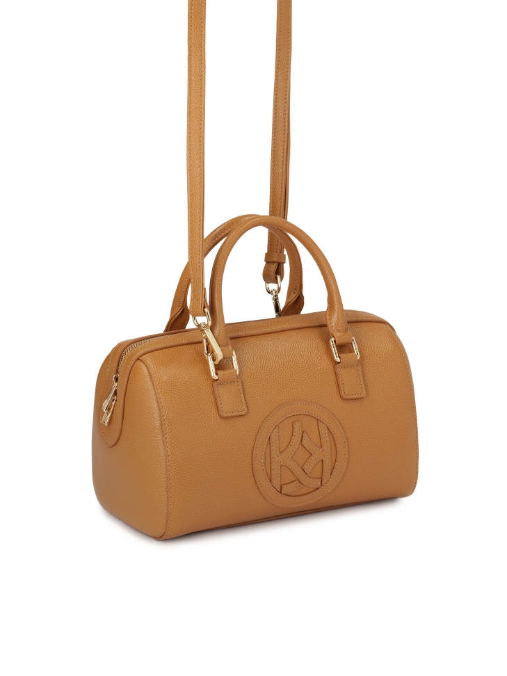 Bolso baúl de piel marrón claro MELLI