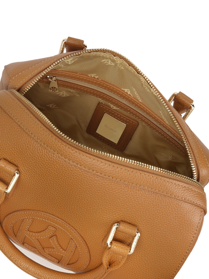 Bolso baúl de piel marrón claro MELLI