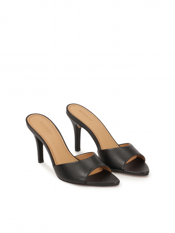 Mules negros con correa ancha KIMBERLEY