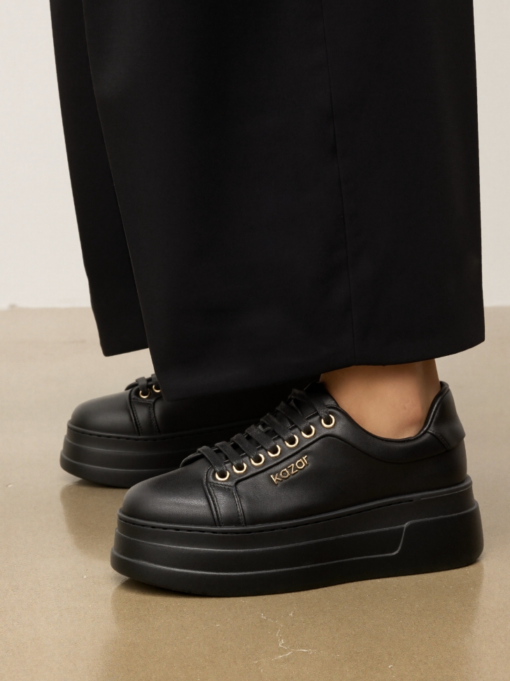 Zapatillas de piel con suela gruesa y recta NERIS