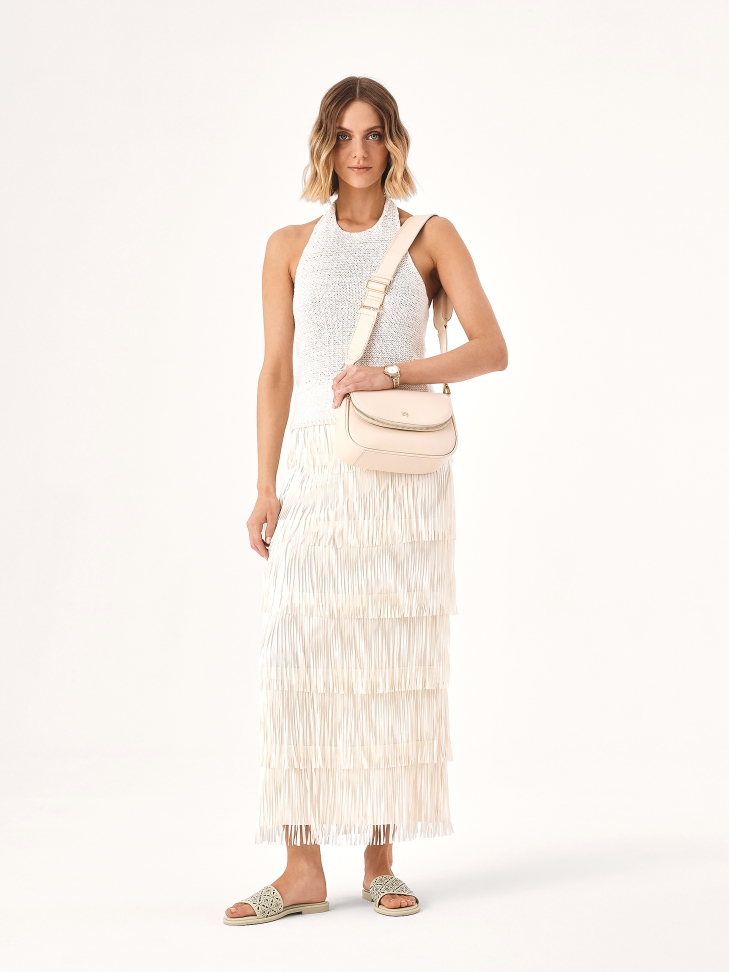 Chanclas de color crema con tira ancha de estampado fino JOVITE