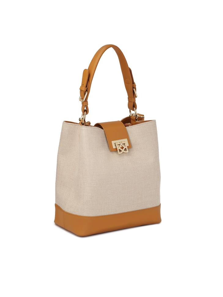 Bolso único de tela y cuero VICTORIA