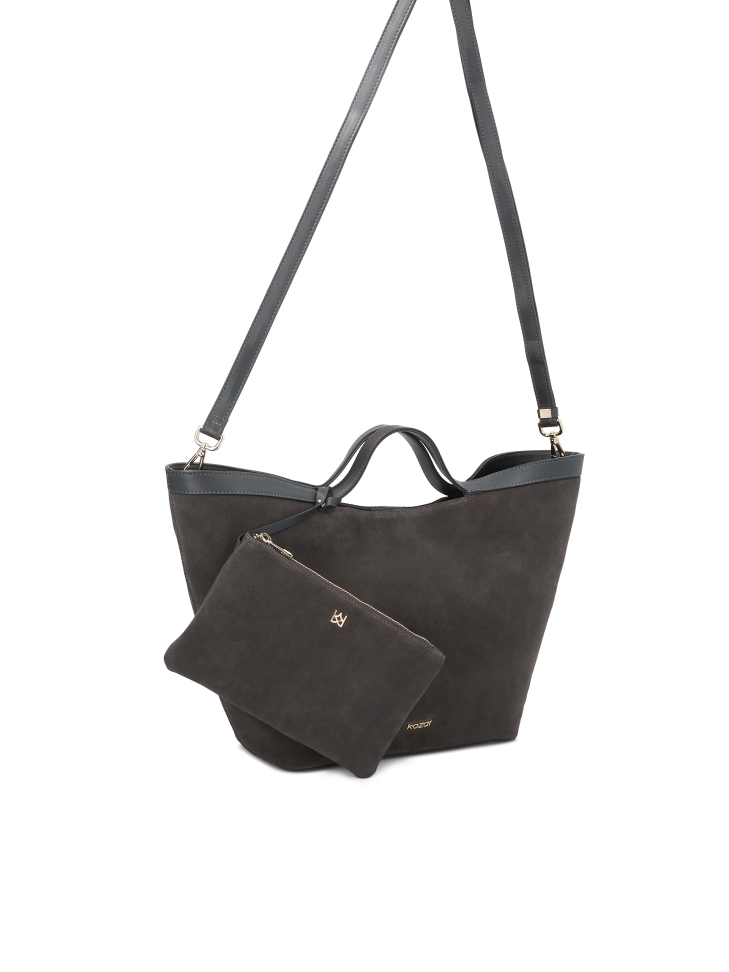 Bolso grande realizado en una combinación de ante y piel natural RILEY