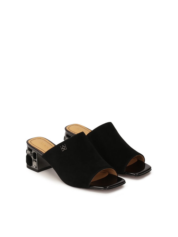 Mules negros con strass en el talón  FINA