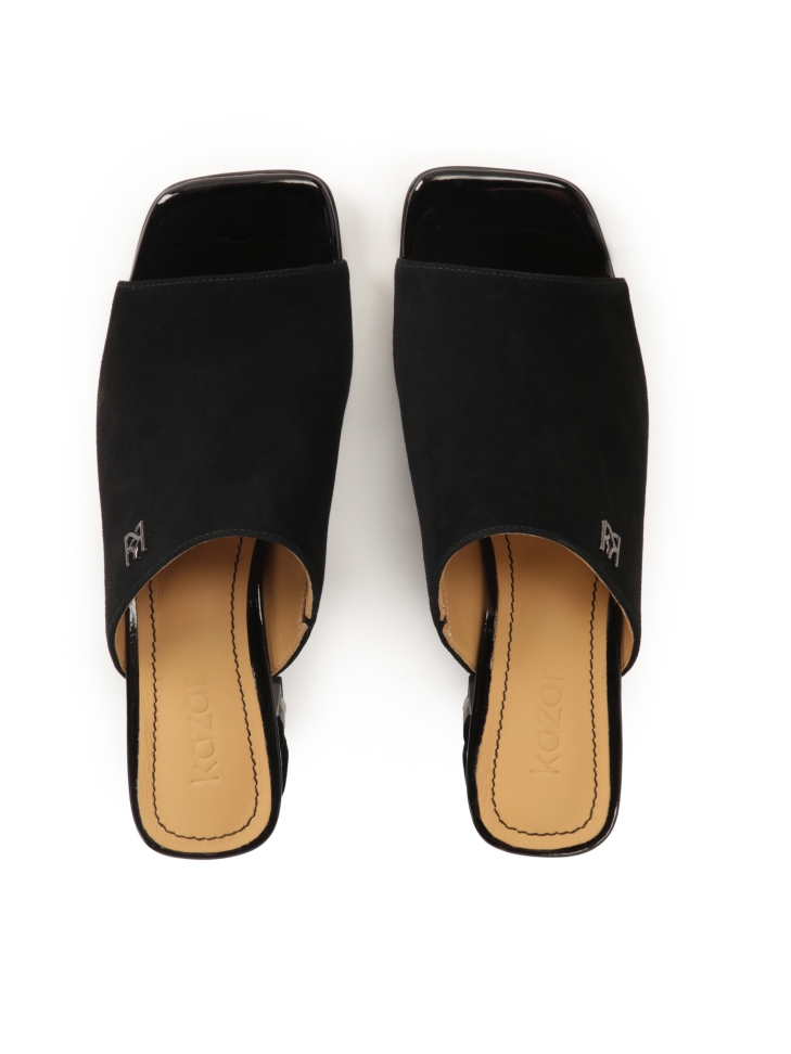 Mules negros con strass en el talón  FINA