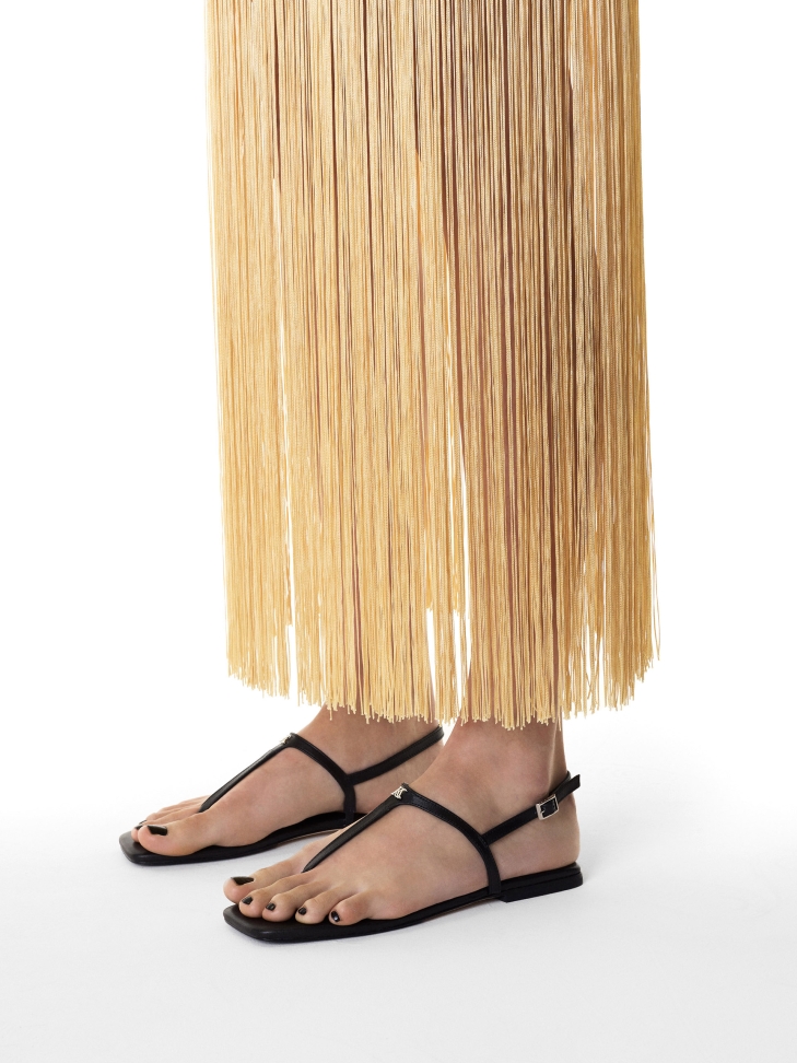 Sandalias de piel negra con puntera cuadrada KS MURIEL