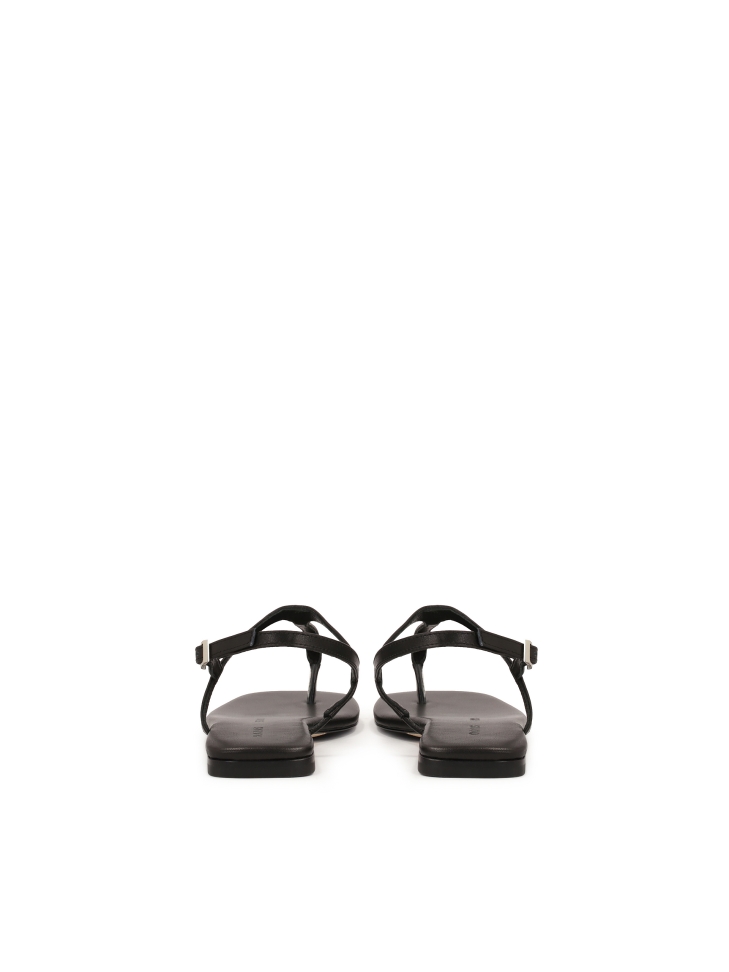 Sandalias de piel negra con puntera cuadrada KS MURIEL