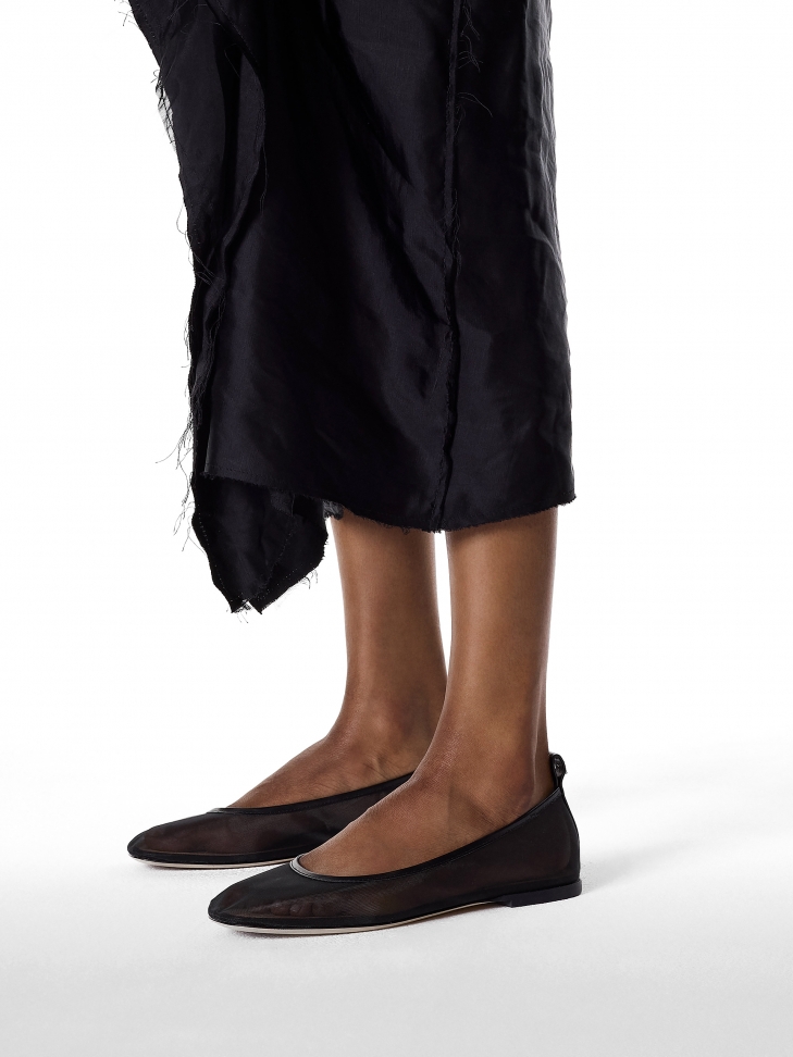 Bailarinas negras de malla con adornos de piel  KS AVRIL