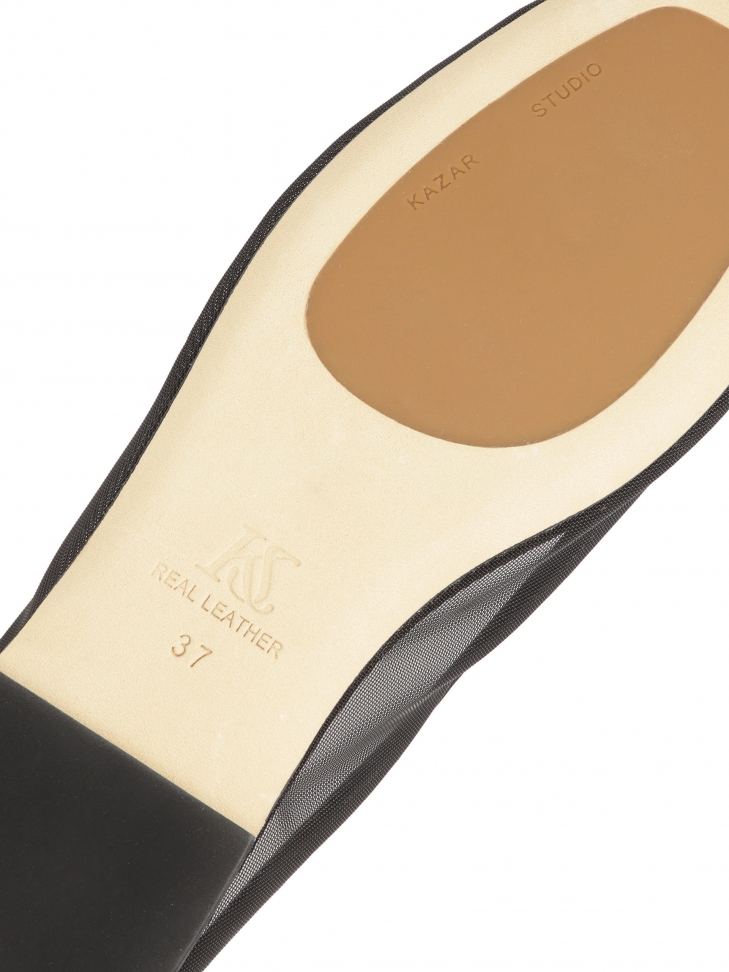 Bailarinas negras de malla con adornos de piel  KS AVRIL