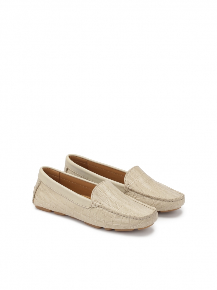 Mocasines de piel repujada beige BREANA