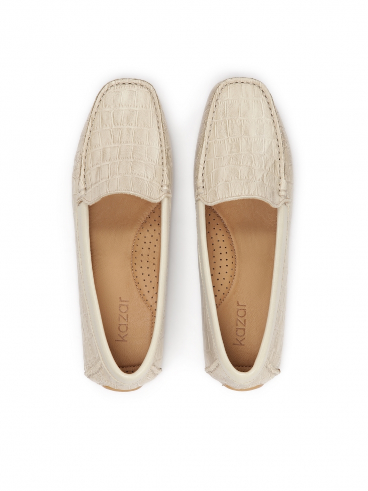 Mocasines de piel repujada beige BREANA