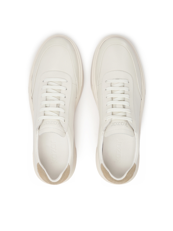 Zapatillas de piel blanca con plantilla beige SILVAN