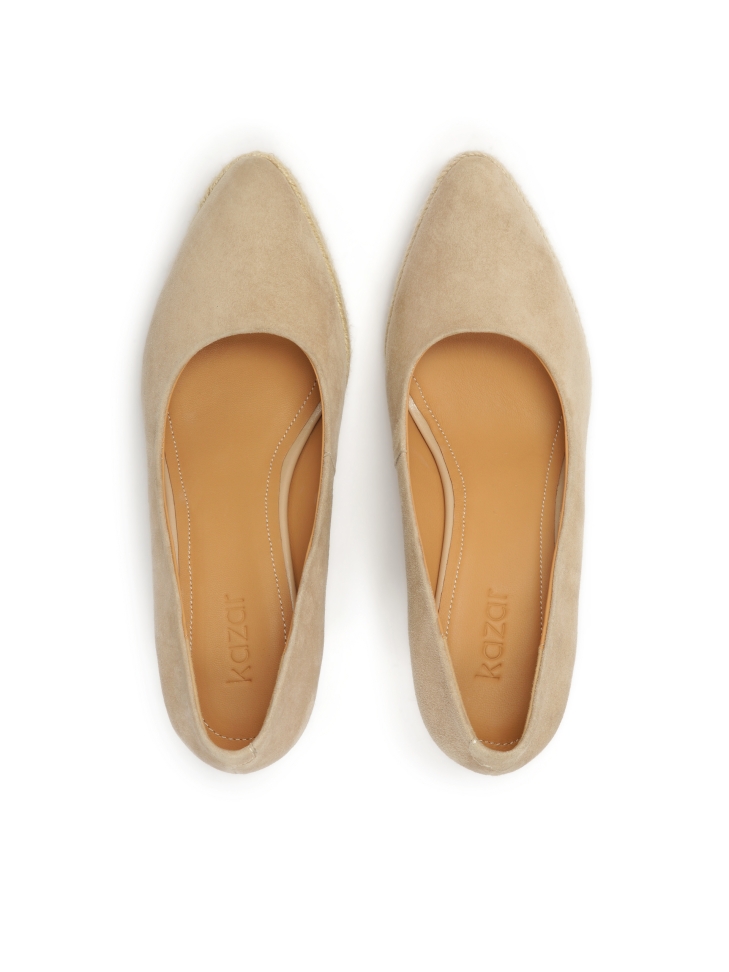 Zapatos de tacón de ante beige con plataforma OLYMPE