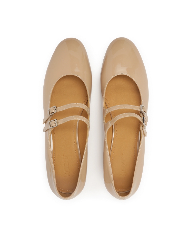 Zapatos de salón estilo Mary Jane en charol beige KAJA