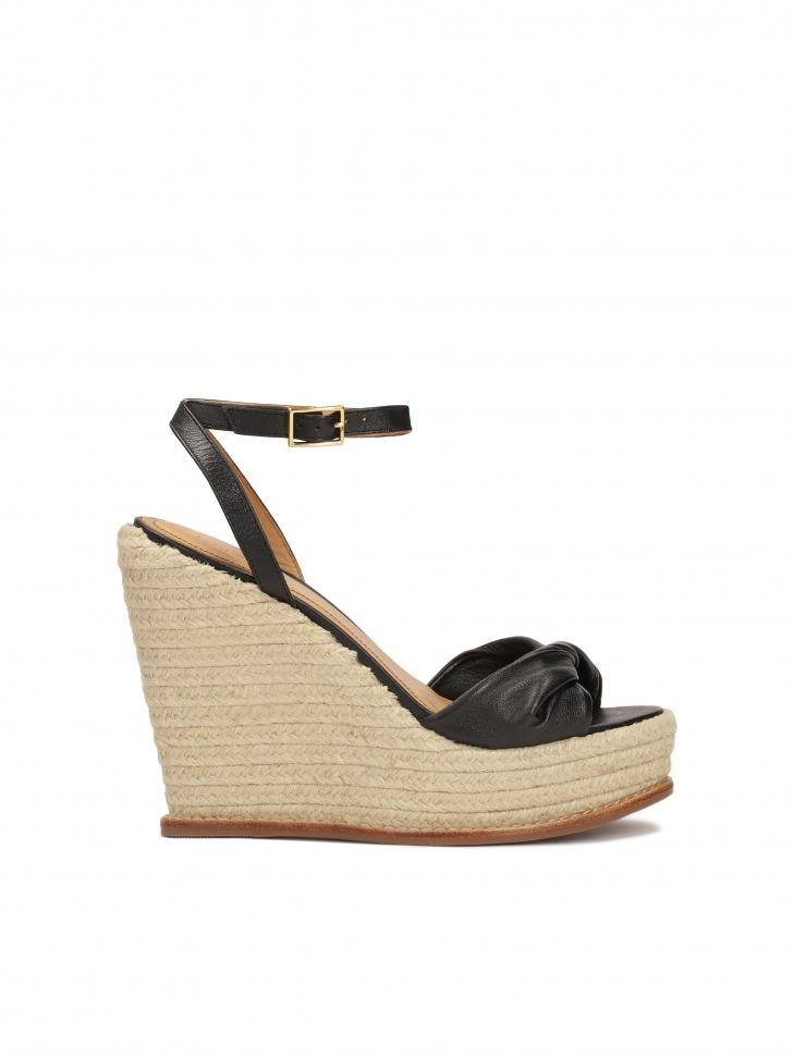 Sandalias negras de piel con plataforma CARMINA