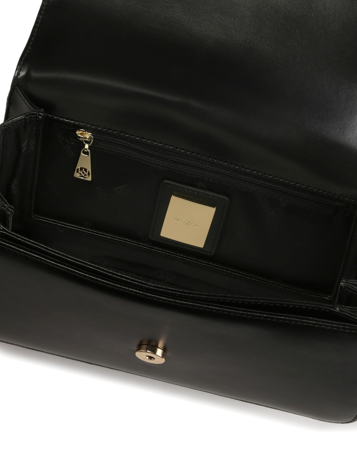 Bolso baguette negro con dos correas CAMILLE