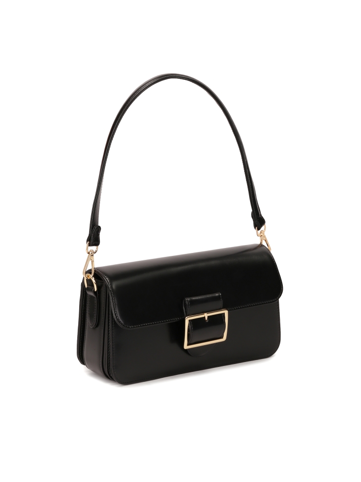 Bolso baguette negro con dos correas CAMILLE