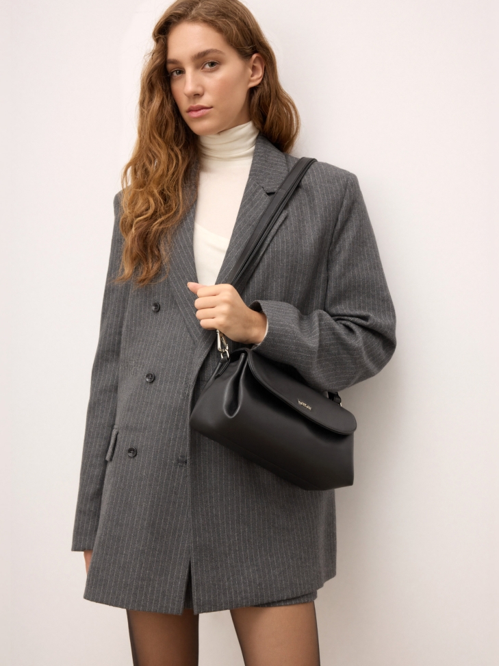 Bolso de cuero negro con correas desmontables ASTRE