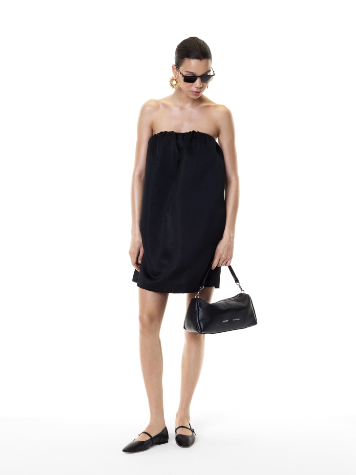 Bolso alargado de piel suave negra KS VIV