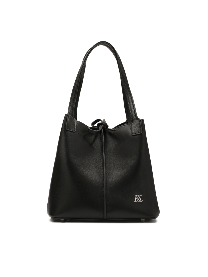 Bolso escalonado de piel suave negra KS VIVIENE