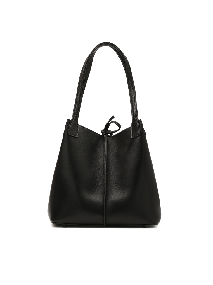 Bolso escalonado de piel suave negra KS VIVIENE