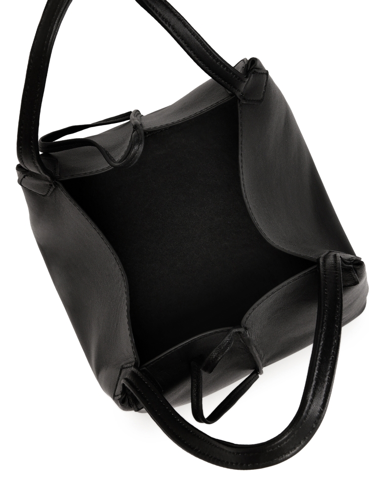 Bolso escalonado de piel suave negra KS VIVIENE