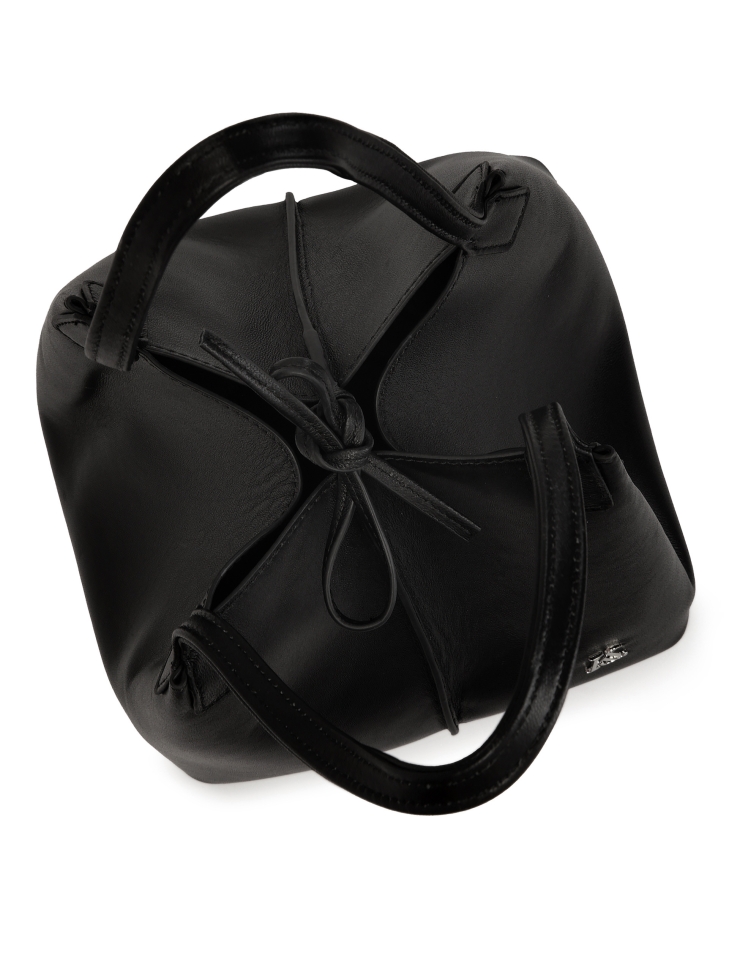 Bolso escalonado de piel suave negra KS VIVIENE
