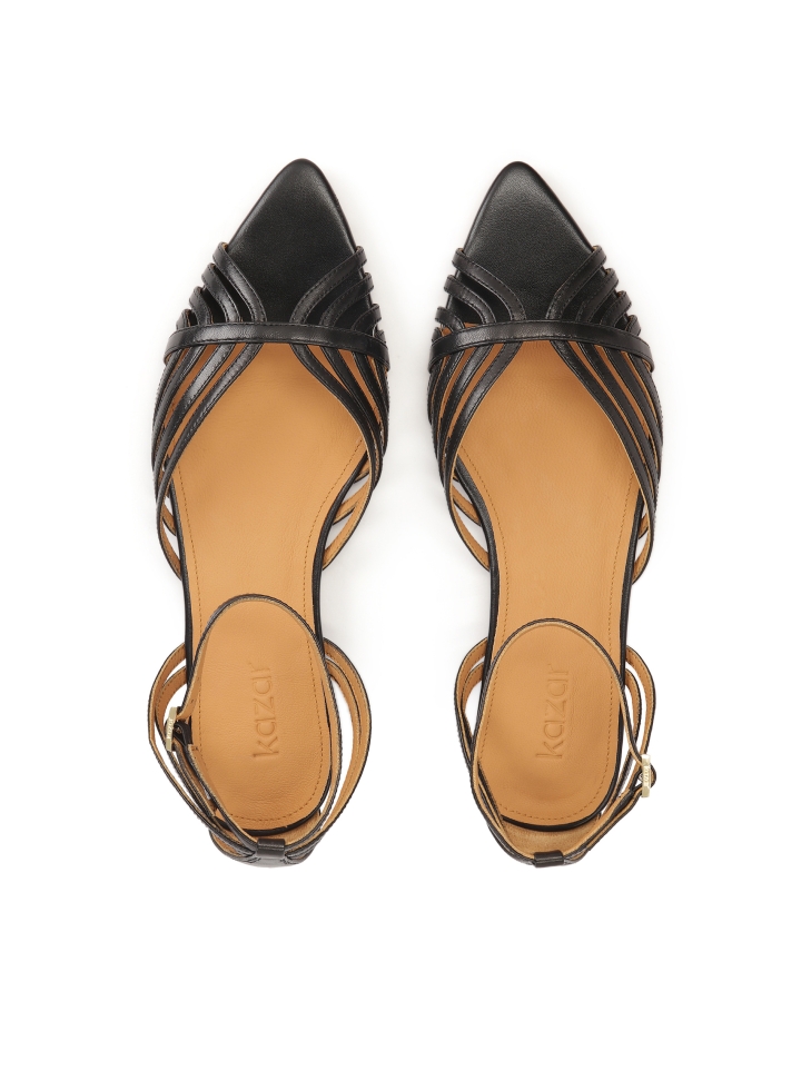 Sandalias de piel negra con pala fina CHRISTY