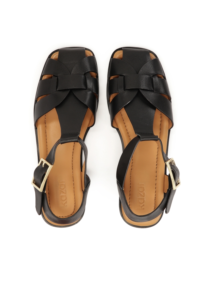 Sandalias de piel negra con parte delantera incorporada MANORI