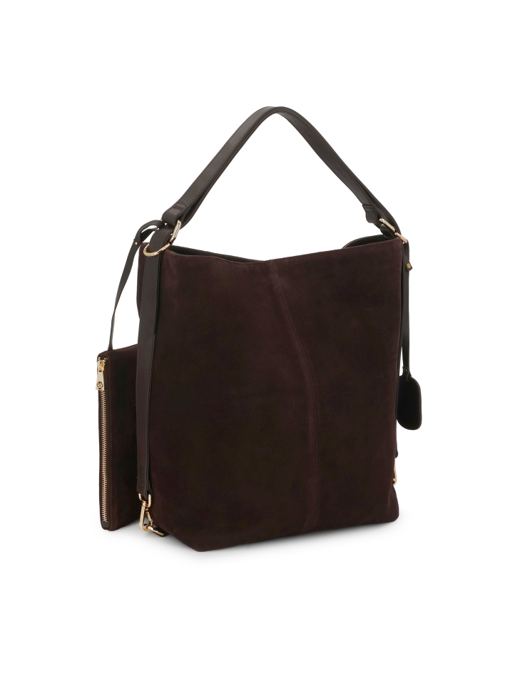 Bolso de ante natural marrón de diseño minimalista JERRIAR