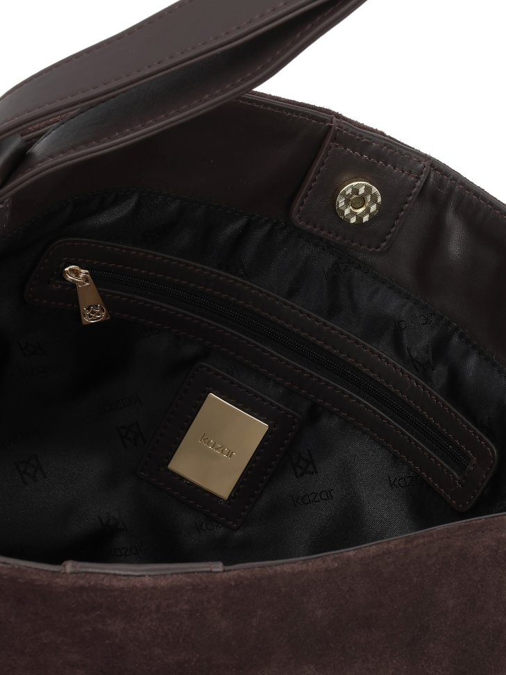 Bolso de ante natural marrón de diseño minimalista JERRIAR