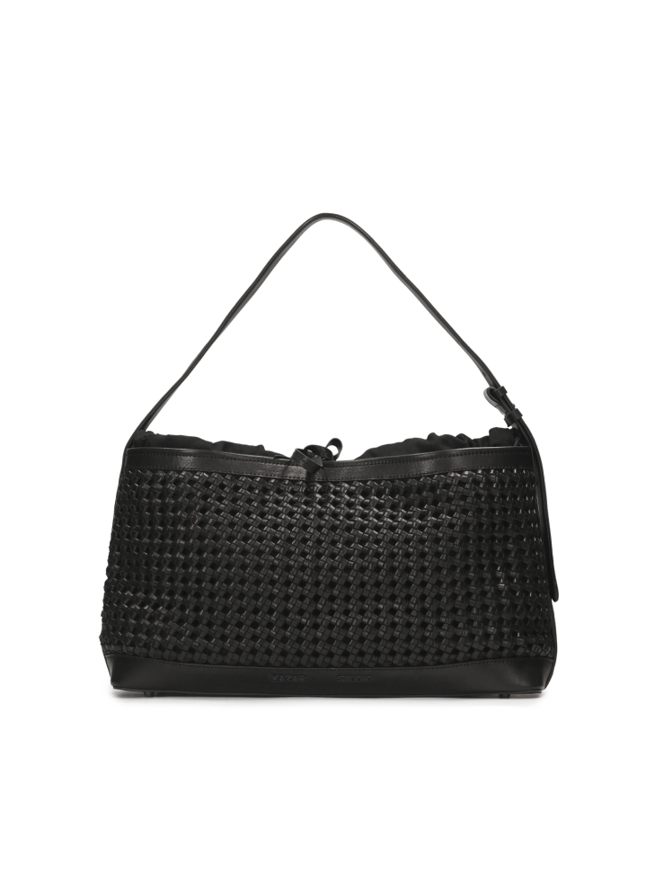 Bolso negro de piel trenzada KS CELENE