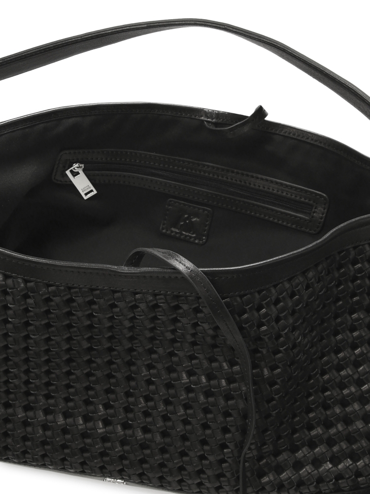 Bolso negro de piel trenzada KS CELENE
