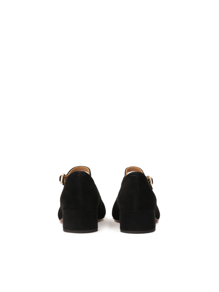 Bombas de ante negro con correa y tacón bajo RIVLA