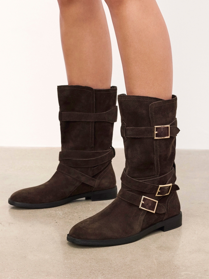 Botas altas moteras marrones PELAGIE