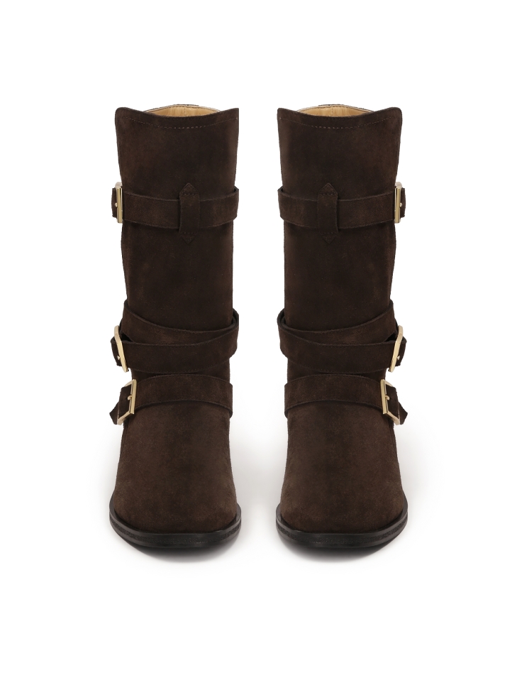 Botas altas moteras marrones PELAGIE