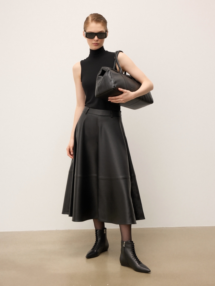 Botas de piel negra con cierre de cremallera y puntera adornada con logotipo plateado KS AMIENS